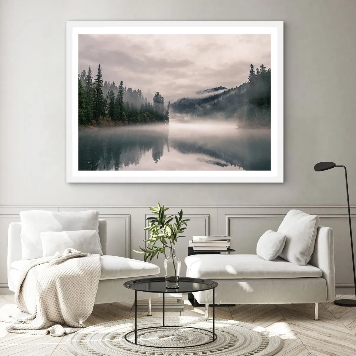 Plakat i hvid ramme - I drømmen, i tågen - 40x30 cm