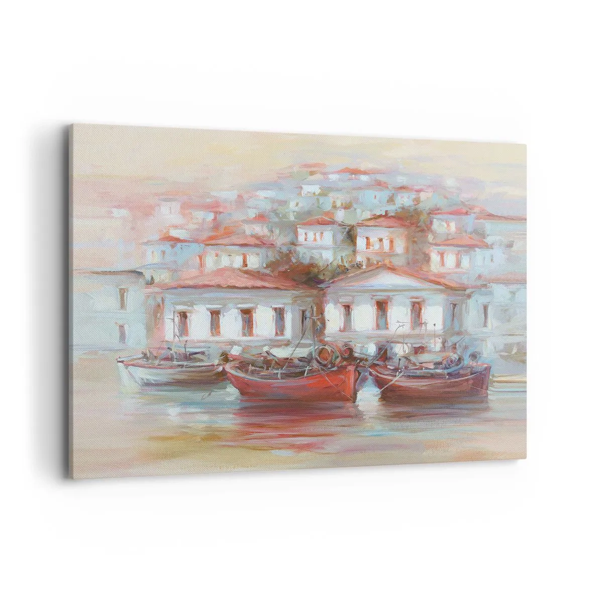 Lærredstryk - Billede på lærred - Lykkelig by - 120x80 cm