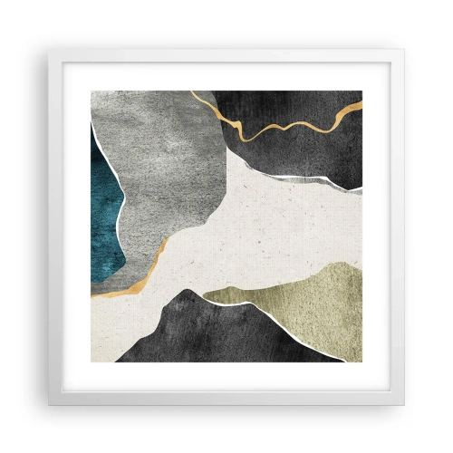 Plakat i hvid ramme - Mosaikkomposition med en streng af guld - 40x40 cm