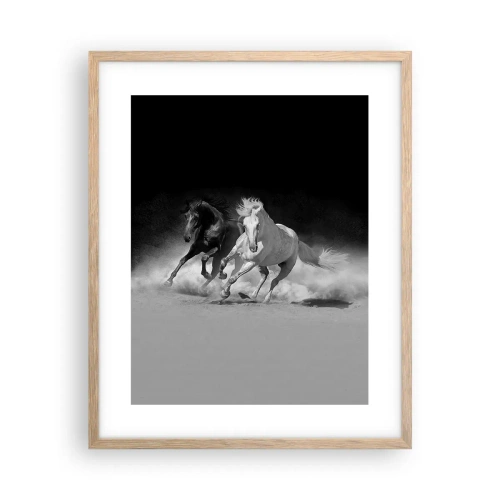 Plakat i ramme af lyst egetræ - Frihedens galop - 40x50 cm