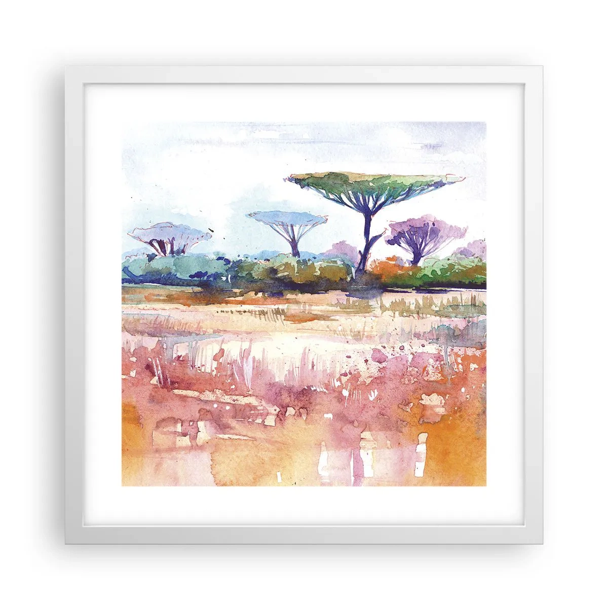 Plakat i hvid ramme - Savannens farver - 40x40 cm