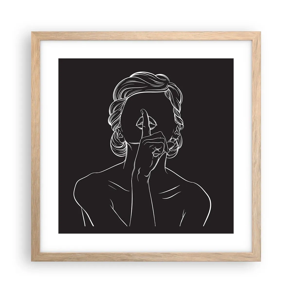 Plakat i ramme af lyst egetræ - Skønhed blomstrer i stilhed - 40x40 cm