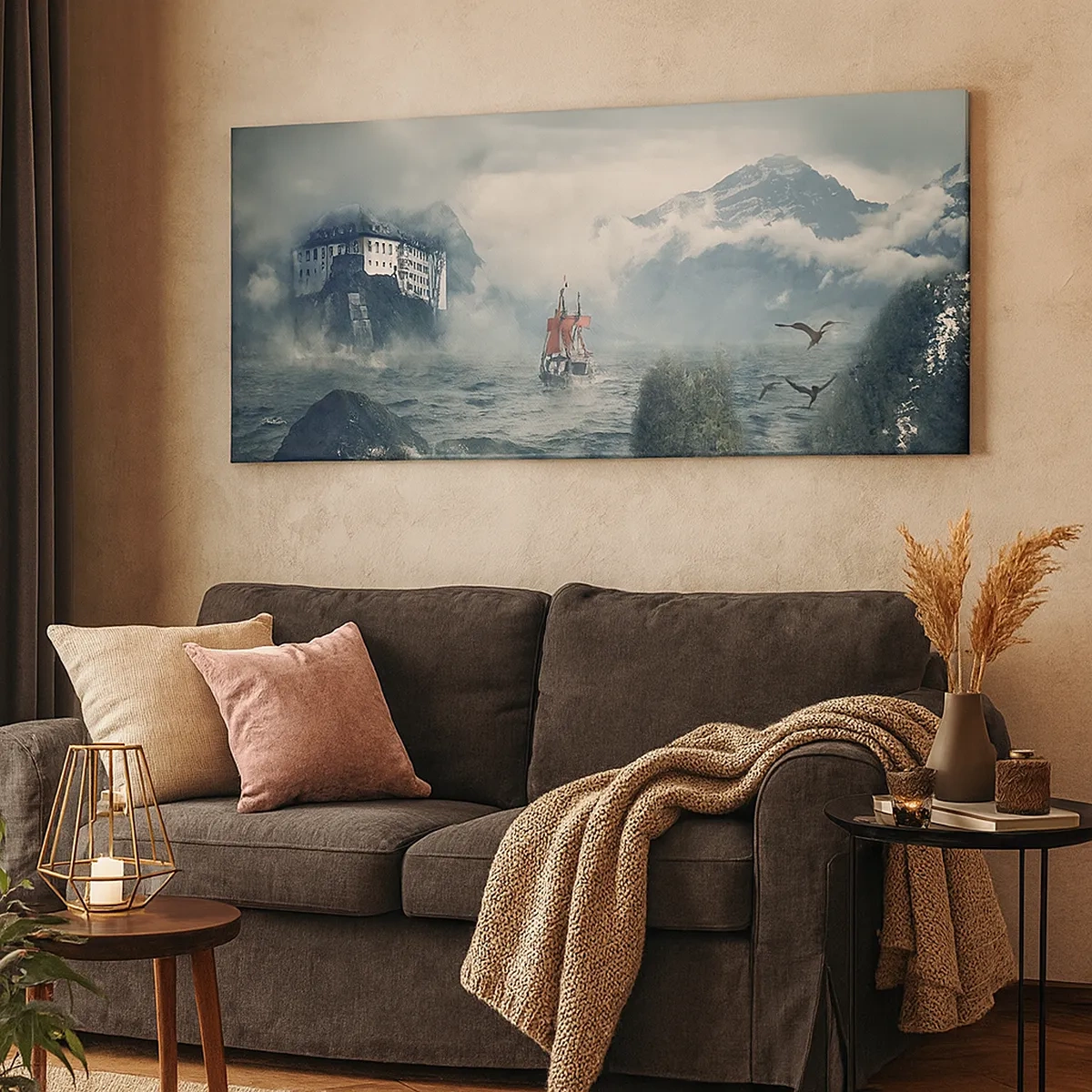 Lærredstryk - Billede på lærred - På magiske vande - 30x30 cm