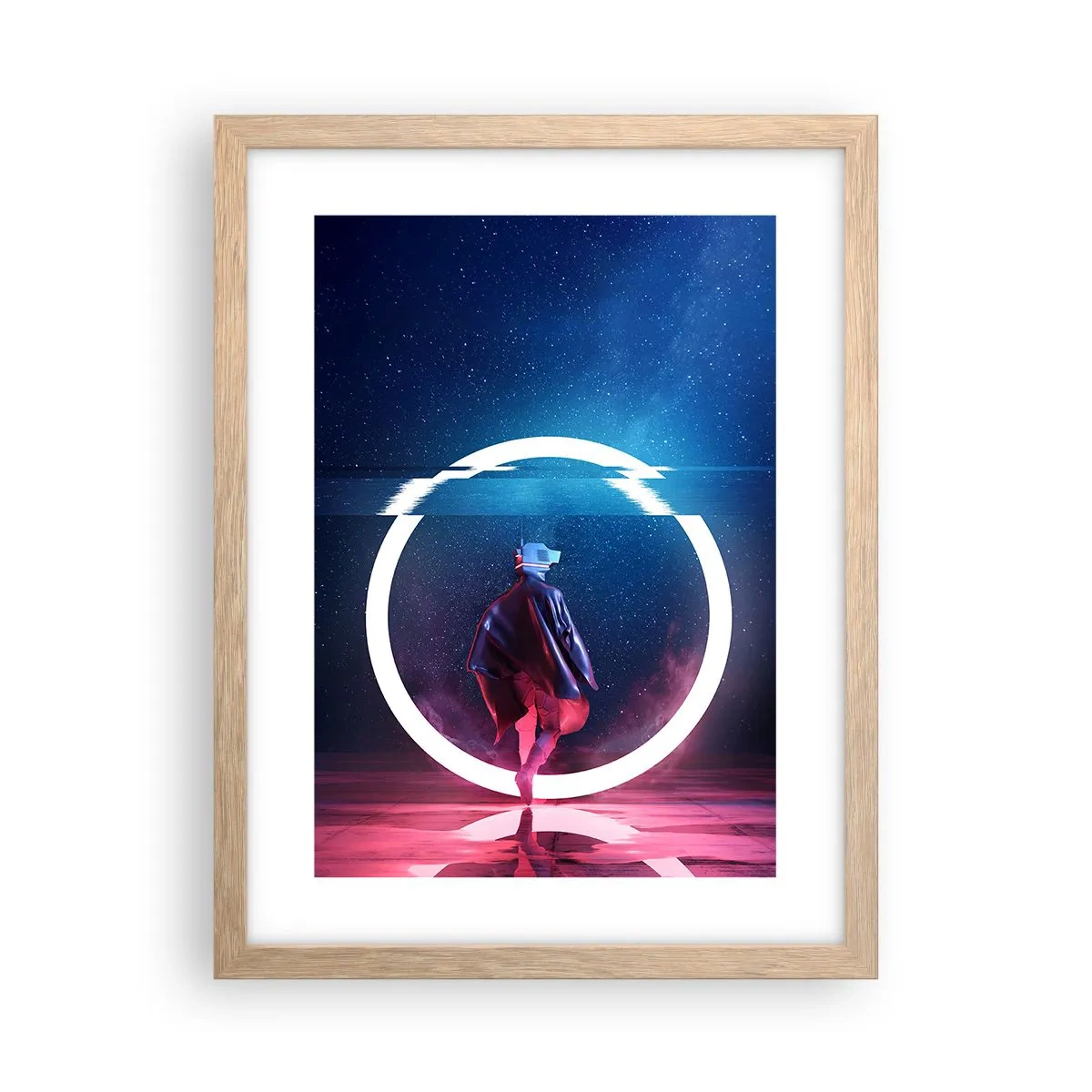 Plakat i ramme af lyst egetræ - Mellem verdener - 30x40 cm