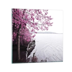 Billede på glas - I lyserød stilhed - 70x70 cm