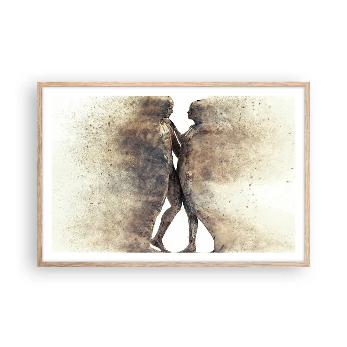 Plakat i ramme af lyst egetræ - Fra støv steg de til kærlighed - 91x61 cm