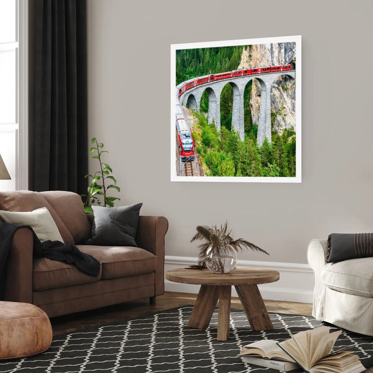 Plakat - Udsigt over bjergene til gengæld - 50x50 cm