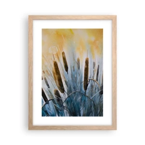 Plakat i ramme af lyst egetræ - Vandets kulde, solens varme - 30x40 cm