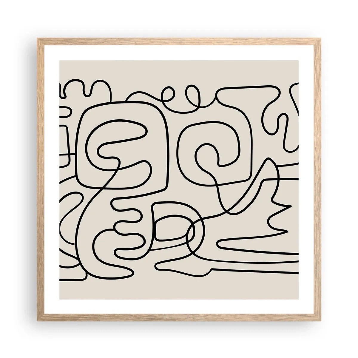 Plakat i ramme af lyst egetræ - På sporet - 60x60 cm