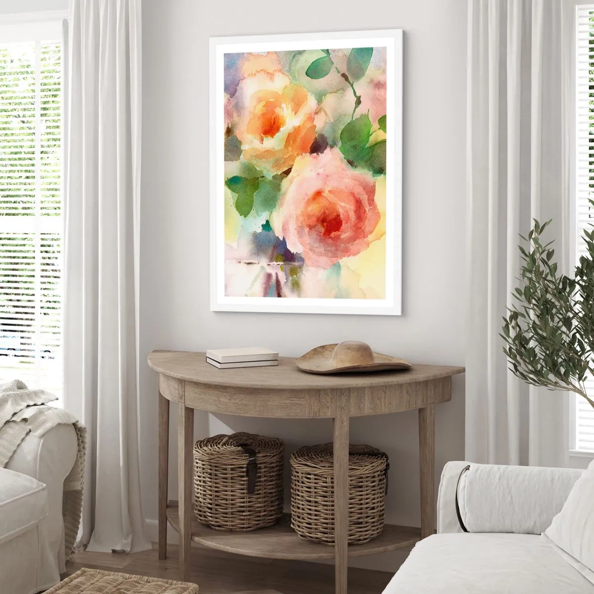 Plakat i hvid ramme - Delikat som akvarelfarve - 61x91 cm