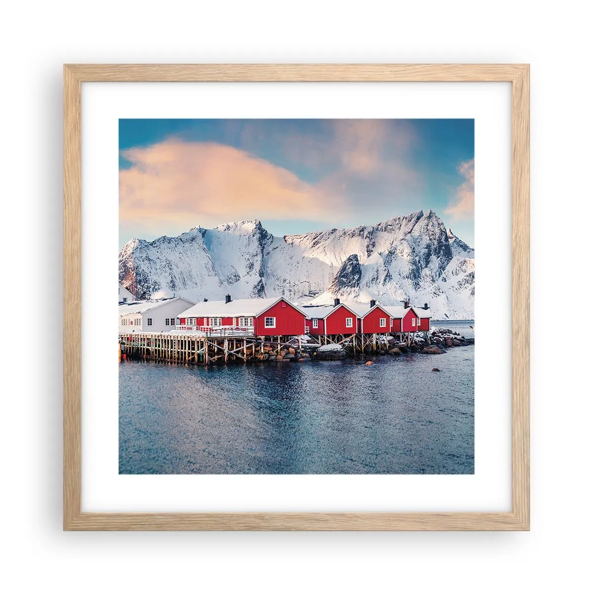 Plakat i ramme af lyst egetræ - Nordlig tilbagetrækning - 40x40 cm