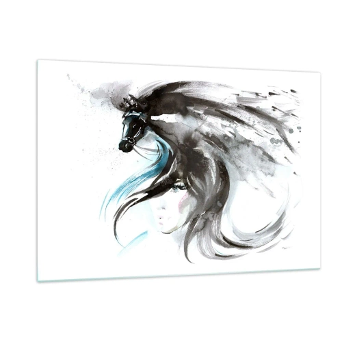 Billede på glas - Den sorte prins' galop - 120x80 cm