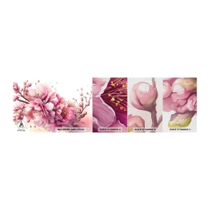 Prøve Fototapet Premium Canvas - Kirsebærblomst - Blomstrer, Blomst, Akvarel - 100x30 cm
