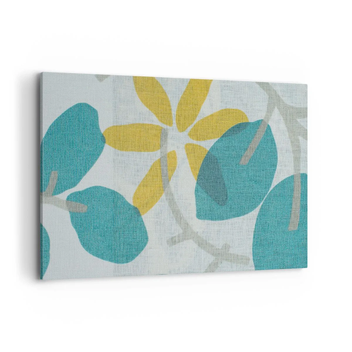 Lærredstryk - Billede på lærred - Blandt azurblå blade - 120x80 cm