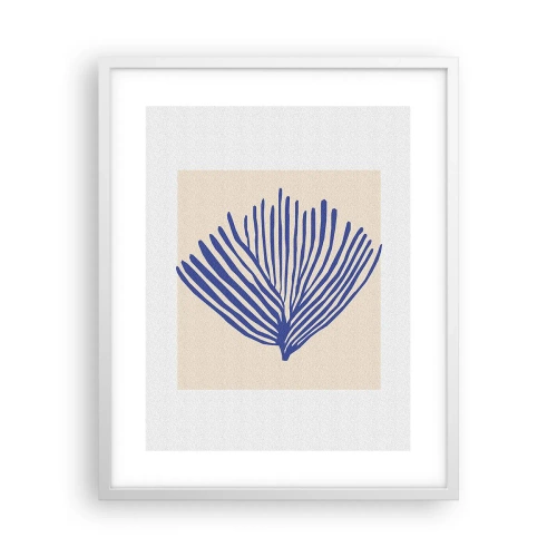 Plakat i hvid ramme - Blå vifte - 40x50 cm