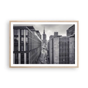 Plakat i ramme af lyst egetræ - Warszawa dalen - 91x61 cm