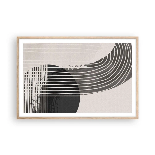 Plakat i ramme af lyst egetræ - Derhen og tilbage - 91x61 cm