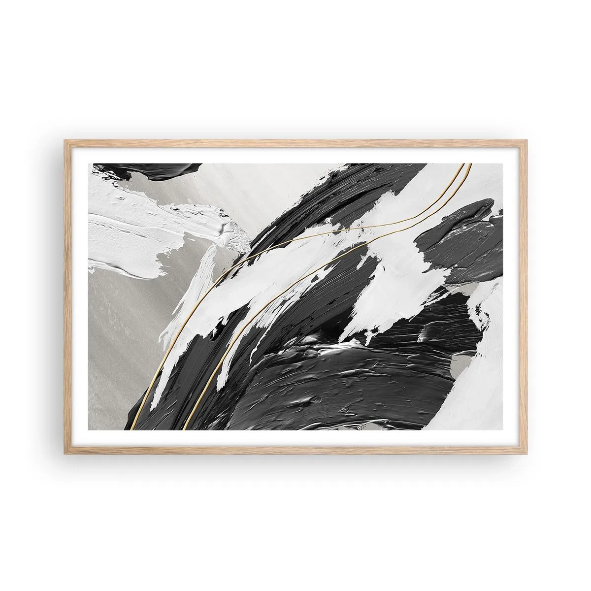 Plakat i ramme af lyst egetræ - Abstraktion med flair - 91x61 cm