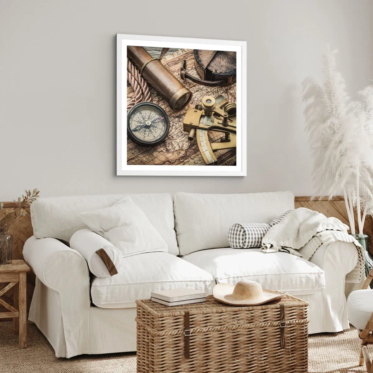 Plakat i hvid ramme - Fastlægge kursen - 50x50 cm