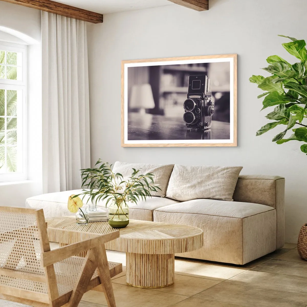 Plakat i ramme af lyst egetræ - Magien i et gammelt fotografi - 70x50 cm