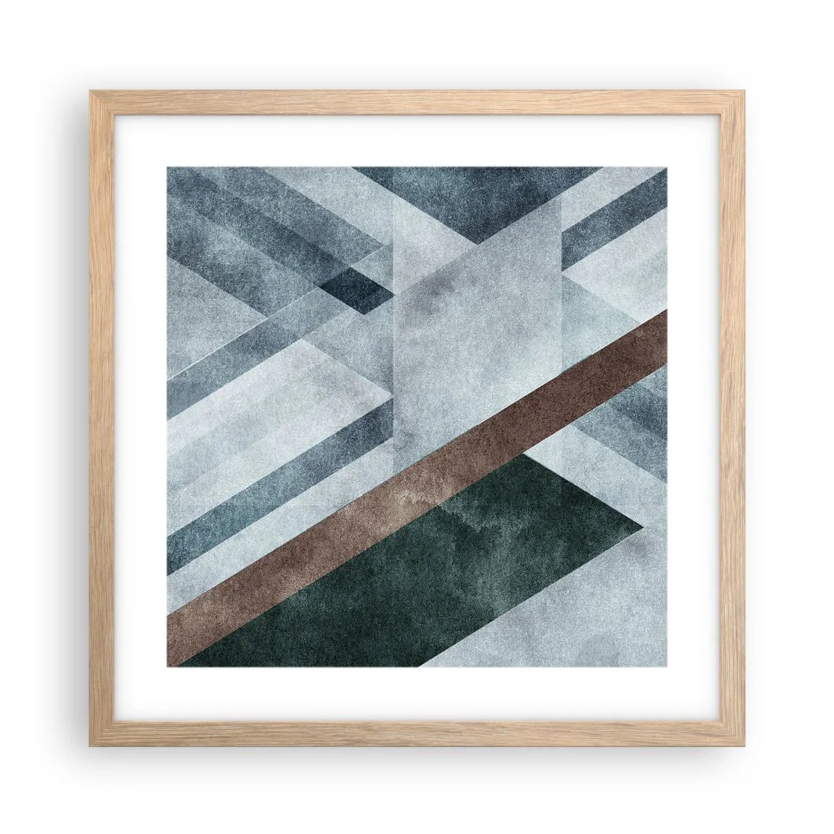 Plakat i ramme af lyst egetræ - Sofistikeret elegance i geometri - 40x40 cm