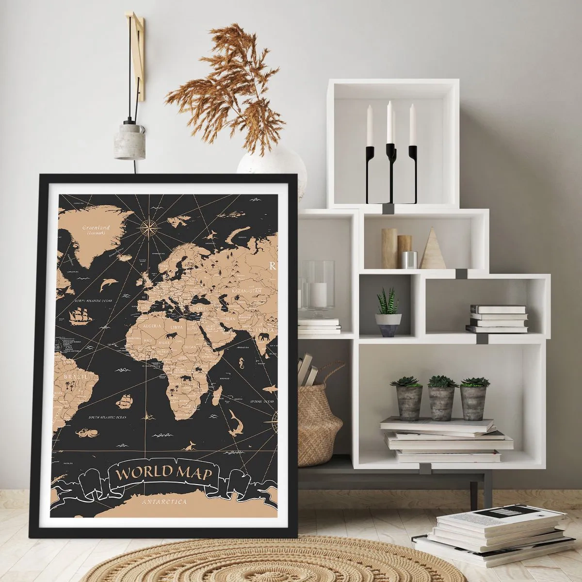 Plakat i sort ramme - Grænserne for min verden - 70x100 cm
