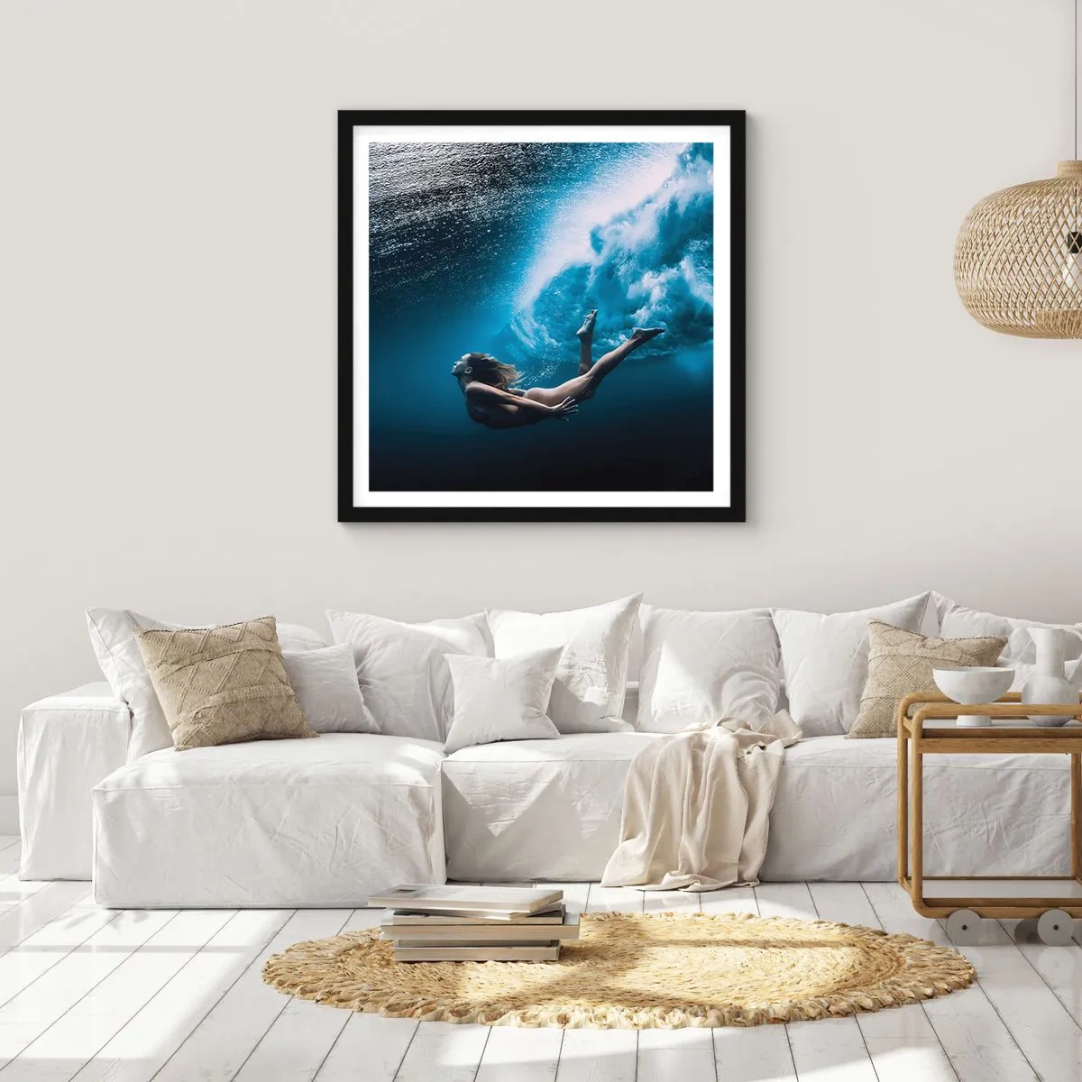 Plakat i sort ramme - Den moderne havfrue - 30x30 cm