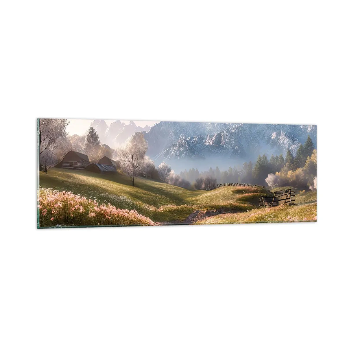 Billede på glas - Idyllisk dal - 90x30 cm