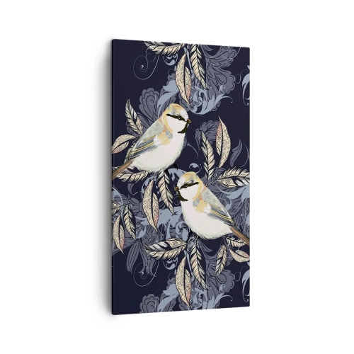 Lærredstryk - Billede på lærred - Gul-blå espalier - 45x80 cm