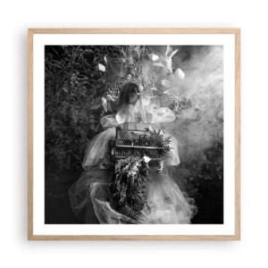 Plakat i ramme af lyst egetræ - Selve Moder - Naturen - 60x60 cm