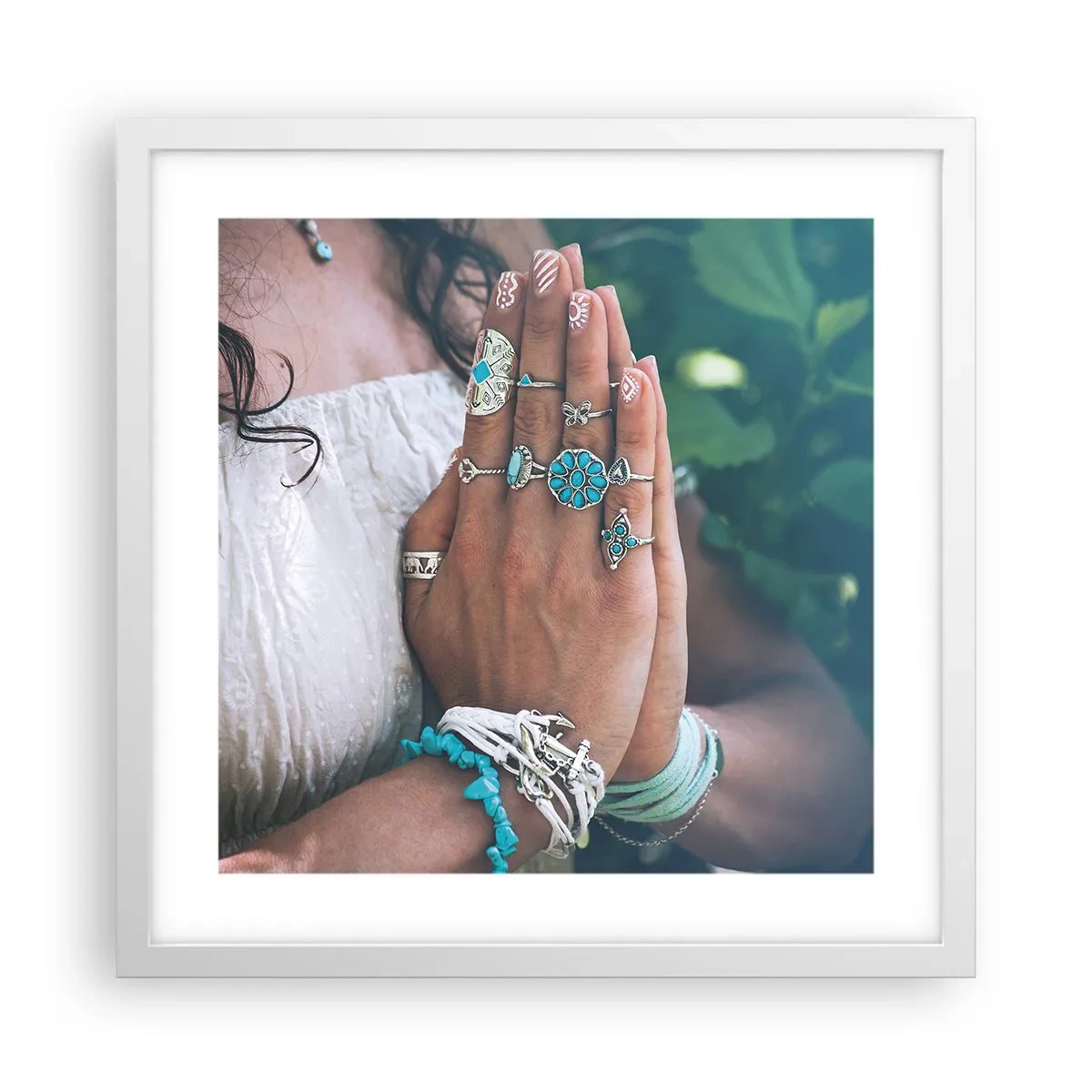 Plakat i hvid ramme - Velkommen til værens centrum - 40x40 cm