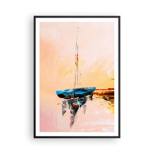 Plakat i sort ramme - En aften i havnen - 70x100 cm
