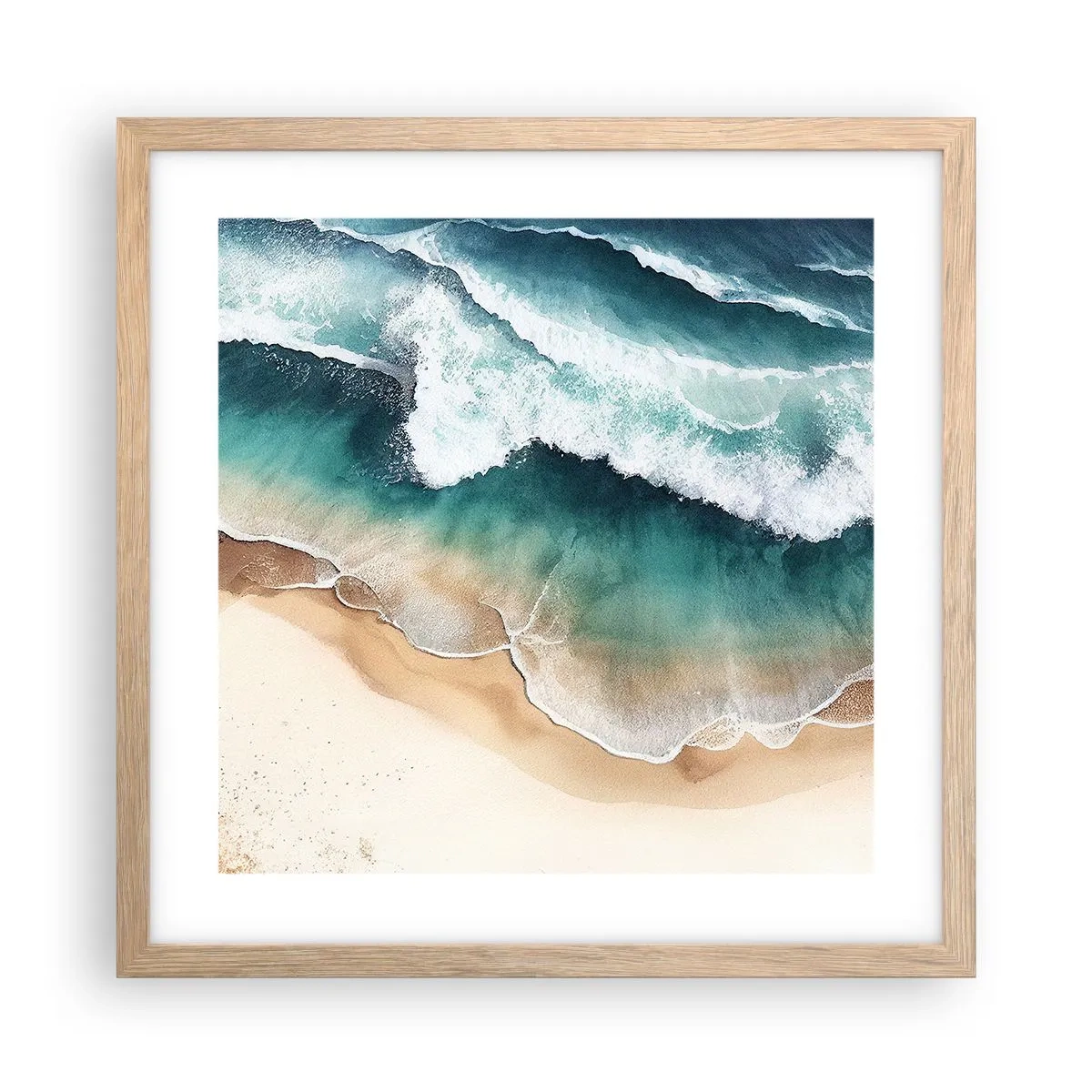 Plakat i ramme af lyst egetræ - Et evigt møde - 40x40 cm