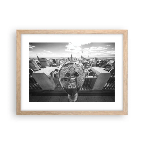 Plakat i ramme af lyst egetræ - Byen over byer - 40x30 cm