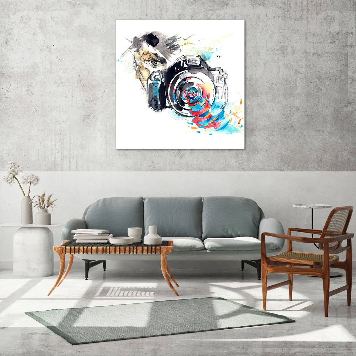 Billede på glas - I linsens øje - 70x70 cm