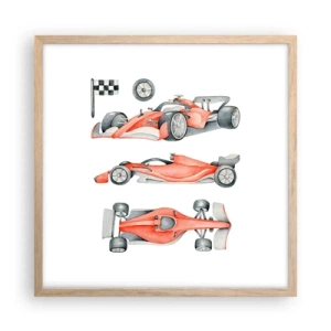 Plakat i ramme af lyst egetræ - At indhente en drøm - 50x50 cm