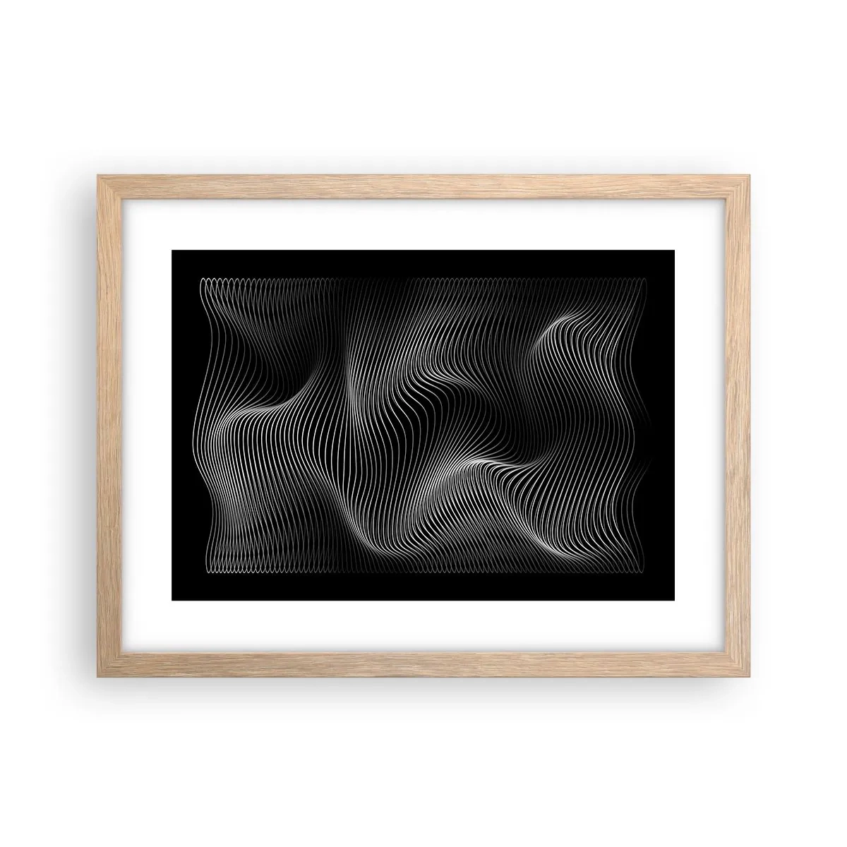 Plakat i ramme af lyst egetræ - Lysets dans i rummet - 40x30 cm