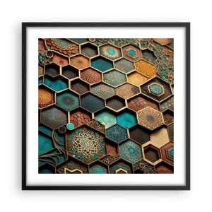 Plakat i sort ramme - Arabiske ornamenter - en variation - 50x50 cm