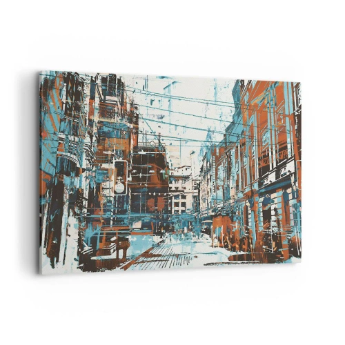 Lærredstryk - Billede på lærred - Et afmærket byspor - 100x70 cm