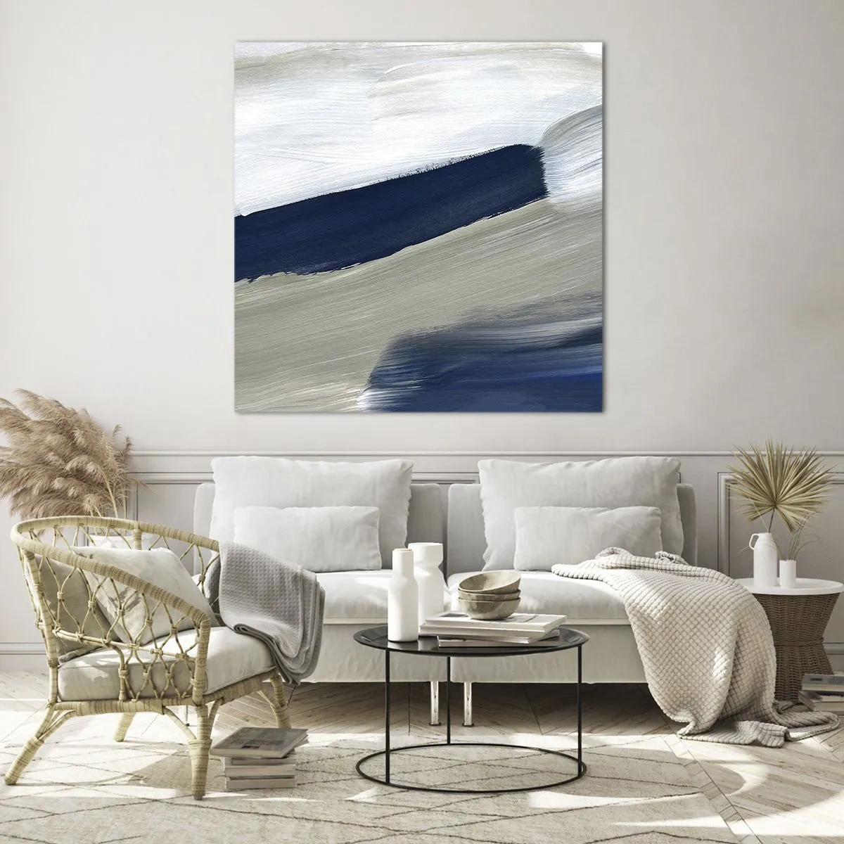 Billede på glas - Møde med det hvide - 50x50 cm