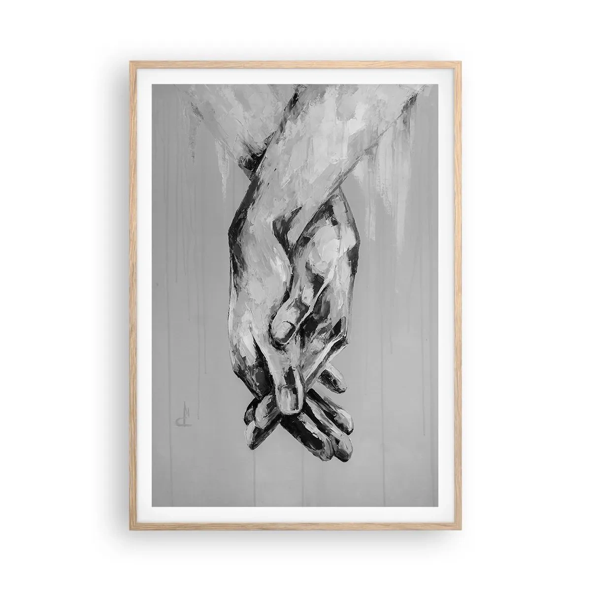 Plakat i ramme af lyst egetræ - Begyndelsen ... - 70x100 cm