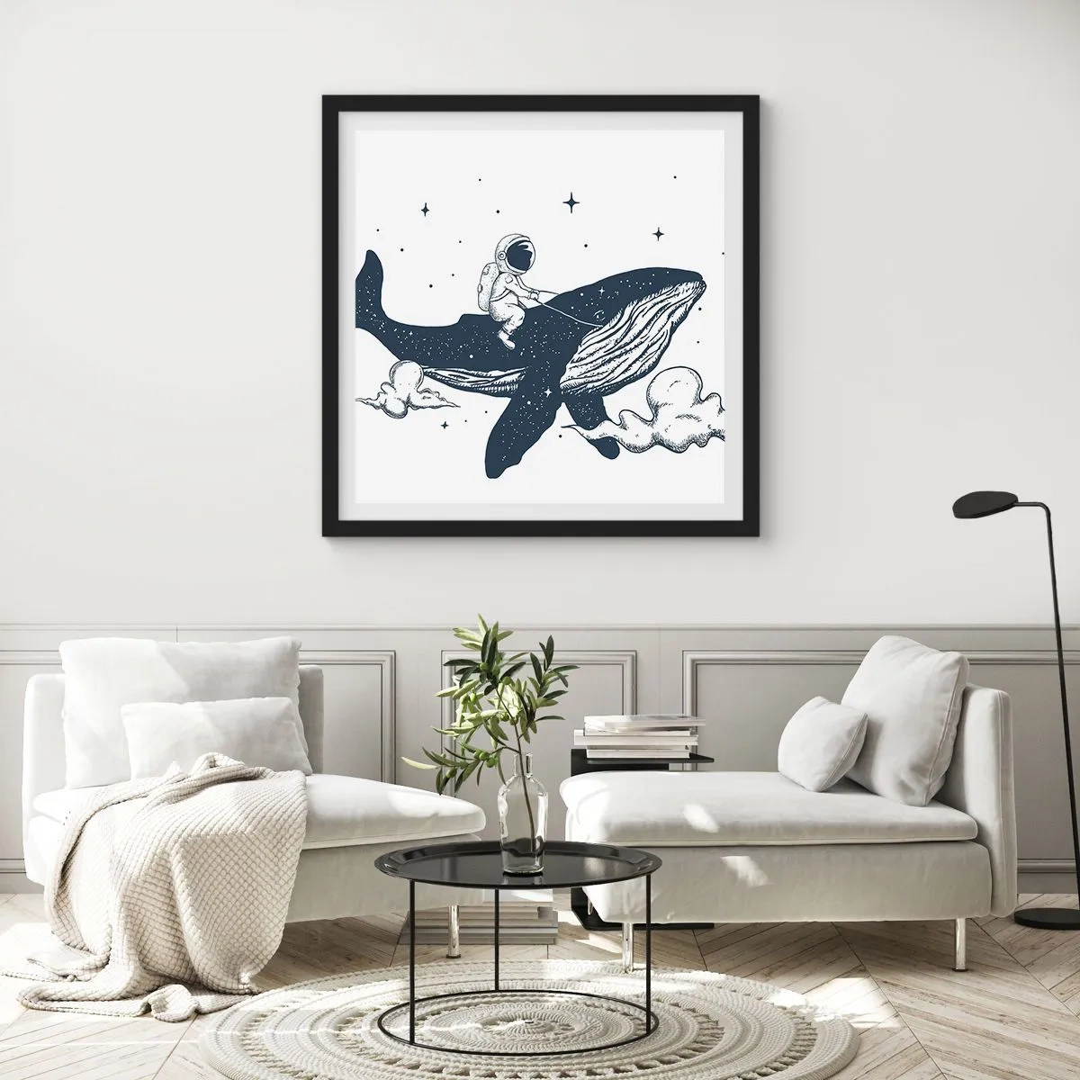 Plakat i sort ramme - Et kosmisk eventyr - 50x50 cm