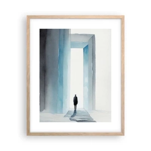 Plakat i ramme af lyst egetræ - Lev uden grænser - 40x50 cm