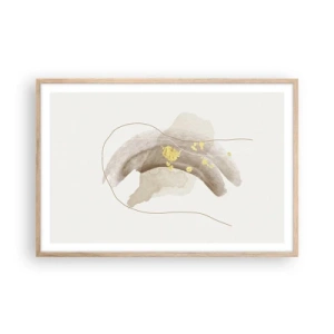 Plakat i ramme af lyst egetræ - Mødt i rummet - 91x61 cm