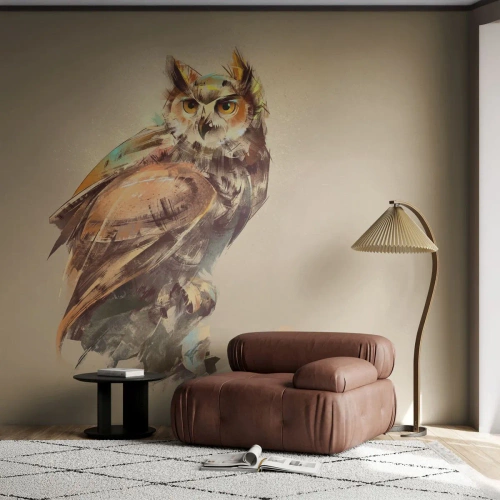 Fototapet Standard Eco - Den klogeste ugle - bekræfter egetræet - Ugle, Fugl, Abstraktion - 150x105 cm