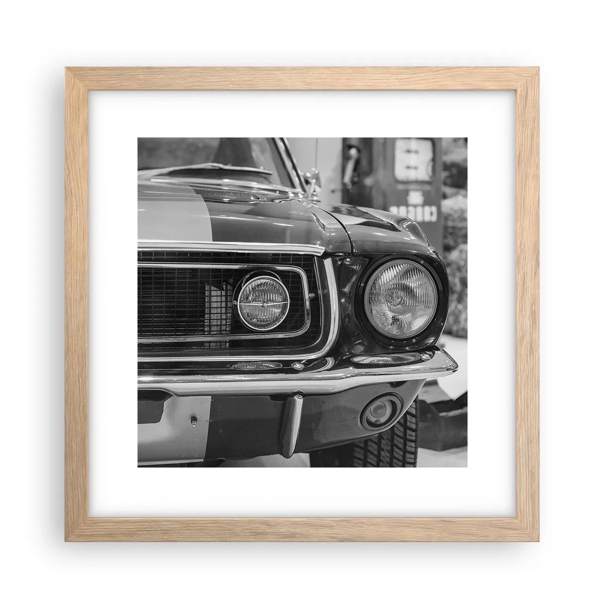 Plakat i ramme af lyst egetræ - Hård kørsel - 30x30 cm