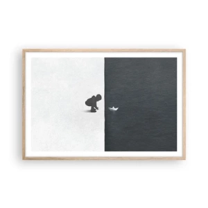 Plakat i ramme af lyst egetræ - Stor ekspedition - 91x61 cm