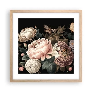 Plakat i ramme af lyst egetræ - I barok stil - 40x40 cm