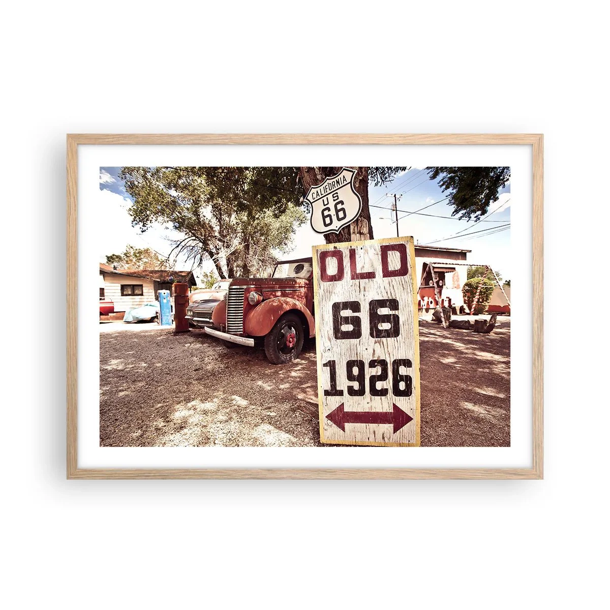 Plakat i ramme af lyst egetræ - En legende om det amerikanske landskab - 70x50 cm