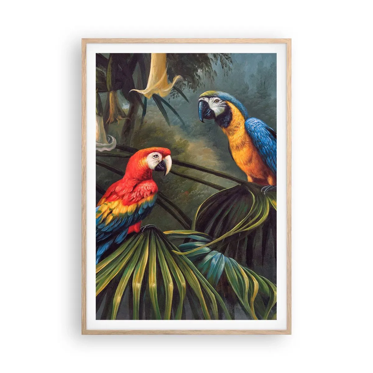 Plakat i ramme af lyst egetræ - Romantik i troperne - 70x100 cm
